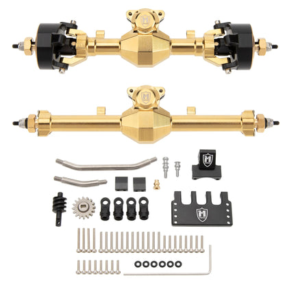 SCX24-01-KY1575 MEUS Racing SCX24 Metal Isokinetic Front and Rear Axles with 3-Section CVDs for 1/24 SCX24 Deadbolt C10 JLU Gladiator Bronco - Gold