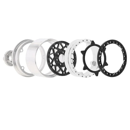 INJORA 1.9" Carbon Fiber & Aluminum -10mm Offset Wheels for 1/10 RC Crawlers (W1952) - DGW-1952BK