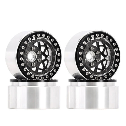 INJORA 1.9" Carbon Fiber & Aluminum -10mm Offset Wheels for 1/10 RC Crawlers (W1952) - DGW-1952BK
