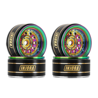 YQW-1008RW INJORA 1.0" Brass Beadlock Wheels for 1/24 Crawlers Rainbow