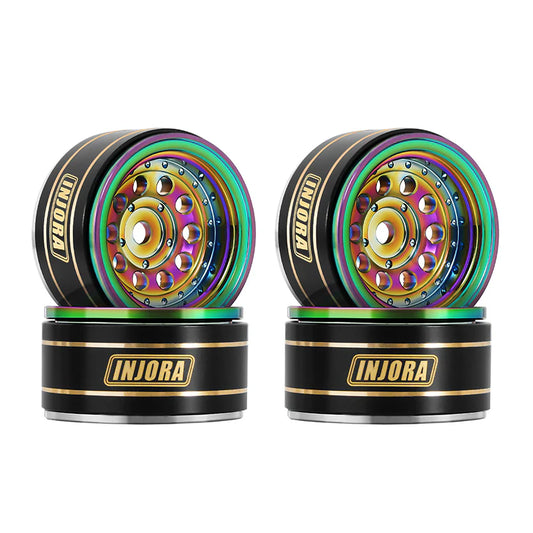 YQW-1008RW INJORA 1.0" Brass Beadlock Wheels for 1/24 Crawlers Rainbow