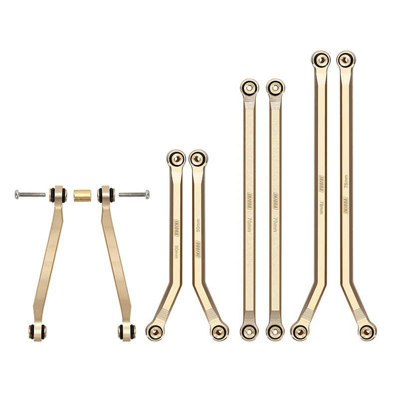 SCX24-127 INJORA 8PCS 43g Heavy Brass High Clearance Chassis 4 Links Set for Axial SCX24 Gladiator Power Wagon