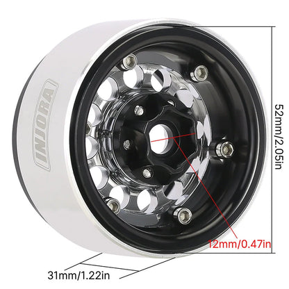 DGW-1957SR INJORA 1.9" Super Heavy Brass & Aluminum Beadlock Wheels Offset -10mm for 1/10 RC Crawlers (4) (W1957) - Rainbow Color (Copy)