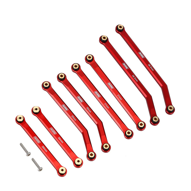 SCX24-71RD INJORA 8PCS Aluminum High Clearance 4 Links Set for SCX24 C10 JLU Bronco Base Camp