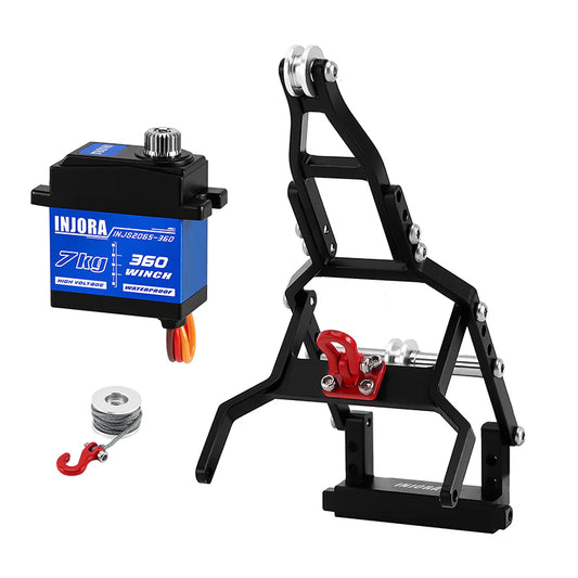 INJS2065-360-115BK INJORA Tow Truck Crane Kit & INJS2065-360 Winch Servo for 1/18 TRX4M