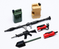 HRC 1/10 Scale Crawler Accessory - Weapon + Recovery Set (Guns, Fire Extinguisher, Shovel) 8pcs