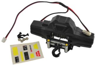 HRC 1/8 - 1/10 Aluminum Dual Motor Winch (Black) with Upgraded Tow Hook and Rolling Fairlead - KRSA0144