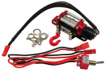 HRC 1/10 Aluminum Winch Black/Red w/physical switch - HRCKRSA0145