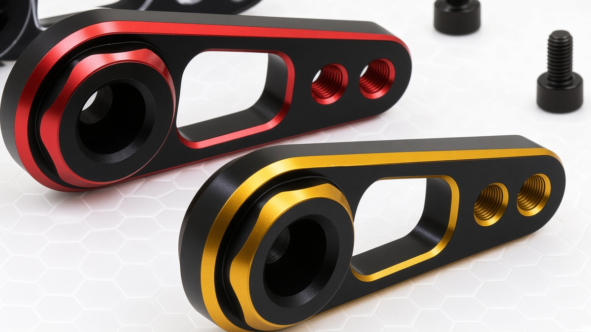 Houston RC Adjustable Two Tone Servo Horn (Black/Red) (25T-Futaba/HRC)