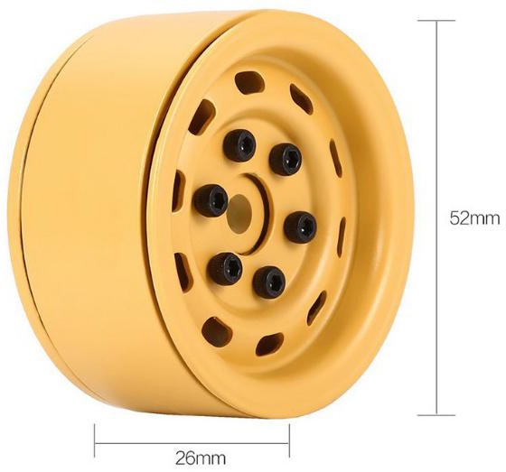 Houston RC Camel Yellow 1.9" Beadlock w/brass Weighted Wheels - HRCKRW013