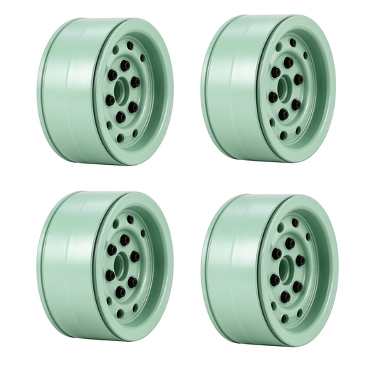Houston RC Vintage Light Green 1.9" Beadlock w/brass Weighted Wheels (4pcs)