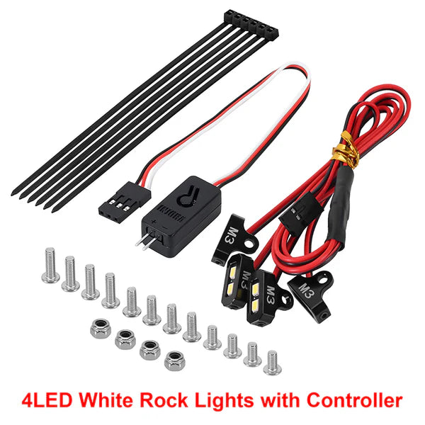 INJORA 4LED Rock Lights Kit for 1/10 RC Crawler (White) - L39-WH-L34