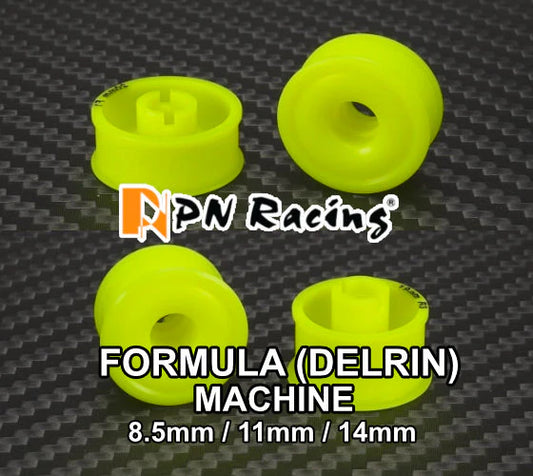 MR2089F0.5 PN Racing Mini-Z 2WD Machine Cut Delrin Yellow Formula 8.5x19mm Flanged Wheel