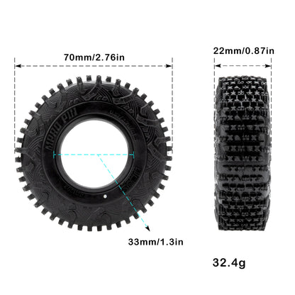 MEUS Racing 1.3" 70mm Tires MS6 Super Soft for 1/24-1/18 Crawlers w/1.3" wheels - M1302 - MEUS-01-KY0633
