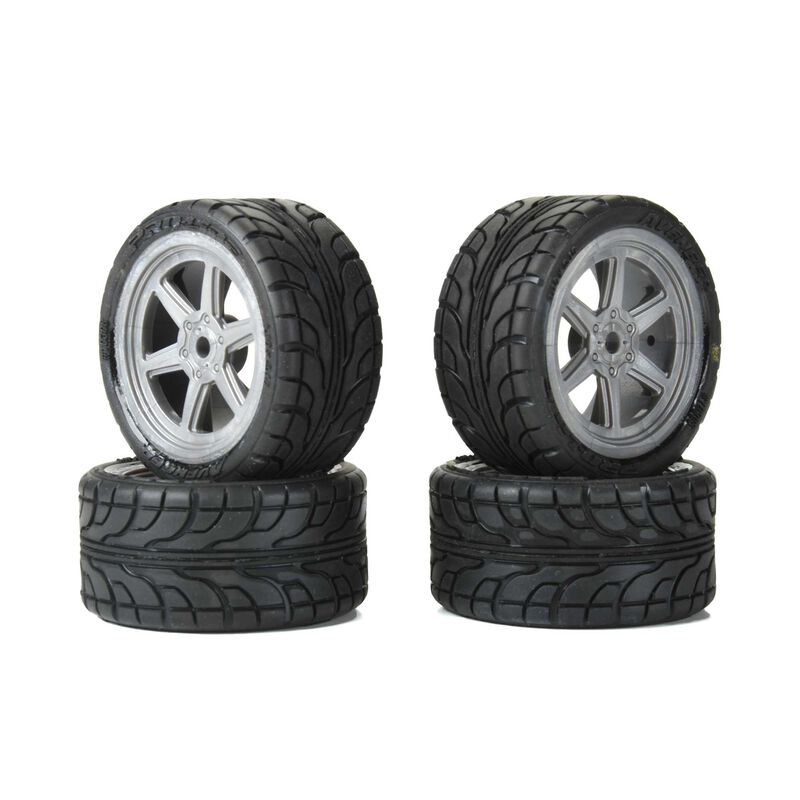 Avenger F/R Street Tire Mounted on Overdrive Gray Wheel 8mm Hex for Losi Race Car - PRO1030810