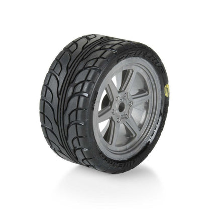 Avenger F/R Street Tire Mounted on Overdrive Gray Wheel 8mm Hex for Losi Race Car - PRO1030810