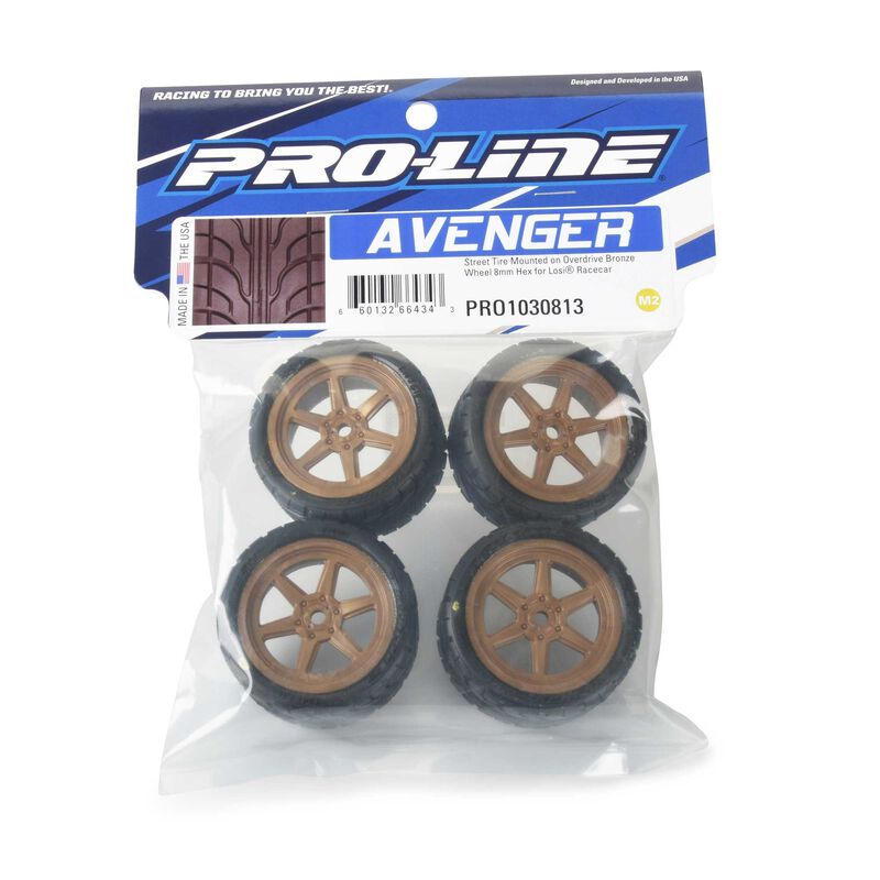1/12 Avenger Tire Mounted on Overdrive Bronze Wheel 8mm Hex for Losi Race Car - PRO1030813