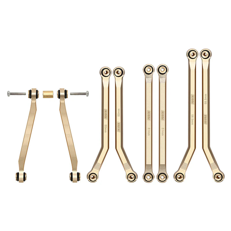 SCX24-126 INJORA 8PCS 37g Heavy Brass High Clearance Chassis 4 Links Set for SCX24 C10 JLU Bronco Base Camp