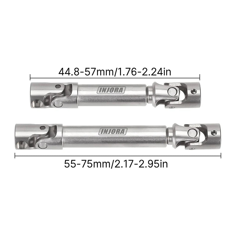 SCX24-43SR INJORA Steel Front Rear Center Drive Shafts for SCX24 C10 JLU Bronco Base Camp 4Runner - Silver
