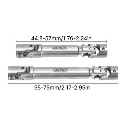 SCX24-43SR INJORA Steel Front Rear Center Drive Shafts for SCX24 C10 JLU Bronco Base Camp 4Runner - Silver