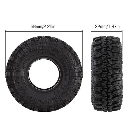 YQT-1005 INJORA 1.0" 56*22mm S5 Soft Rubber Rock Terrain Tires for 1/24 RC Crawlers (4) (T1005)