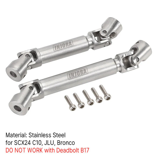 SCx24-43SR INJORA Steel Front Rear Center Drive Shafts for SCX24 C10 JLU Bronco Base Camp 4Runner - Silver