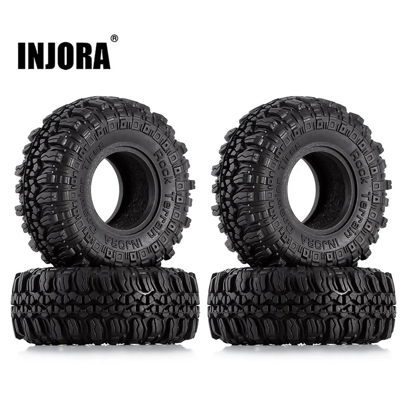 YQT-1005 INJORA 1.0" 56*22mm S5 Soft Rubber Rock Terrain Tires for 1/24 RC Crawlers (4) (T1005)