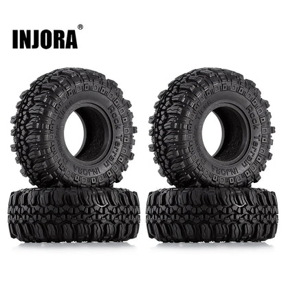YQT-1005 INJORA 1.0" 56*22mm S5 Soft Rubber Rock Terrain Tires for 1/24 RC Crawlers (4) (T1005)