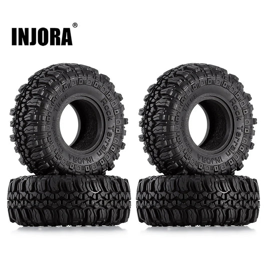YQT-1005 INJORA 1.0" 56*22mm S5 Soft Rubber Rock Terrain Tires for 1/24 RC Crawlers (4) (T1005)