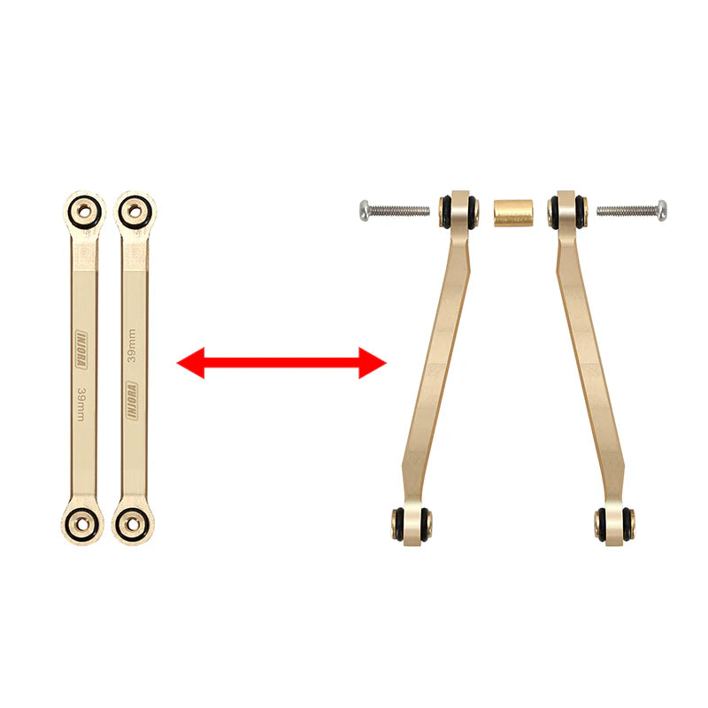 SCX24-126 INJORA 8PCS 37g Heavy Brass High Clearance Chassis 4 Links Set for SCX24 C10 JLU Bronco Base Camp