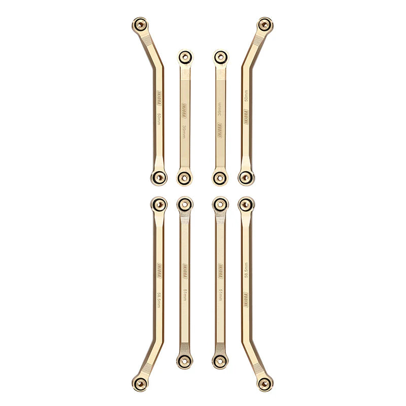 SCX24-126 INJORA 8PCS 37g Heavy Brass High Clearance Chassis 4 Links Set for SCX24 C10 JLU Bronco Base Camp