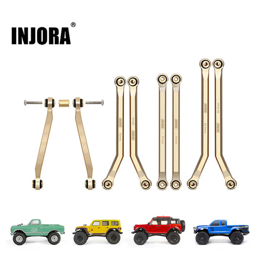 SCX24-126 INJORA 8PCS 37g Heavy Brass High Clearance Chassis 4 Links Set for SCX24 C10 JLU Bronco Base Camp
