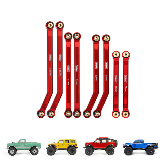 SCX24-71RD INJORA 8PCS Aluminum High Clearance 4 Links Set for SCX24 C10 JLU Bronco Base Camp