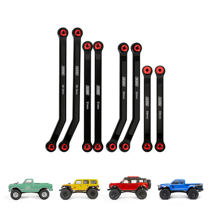SCX24-71BK INJORA 8PCS Aluminum High Clearance 4 Links Set for SCX24 C10 JLU Bronco Base Camp