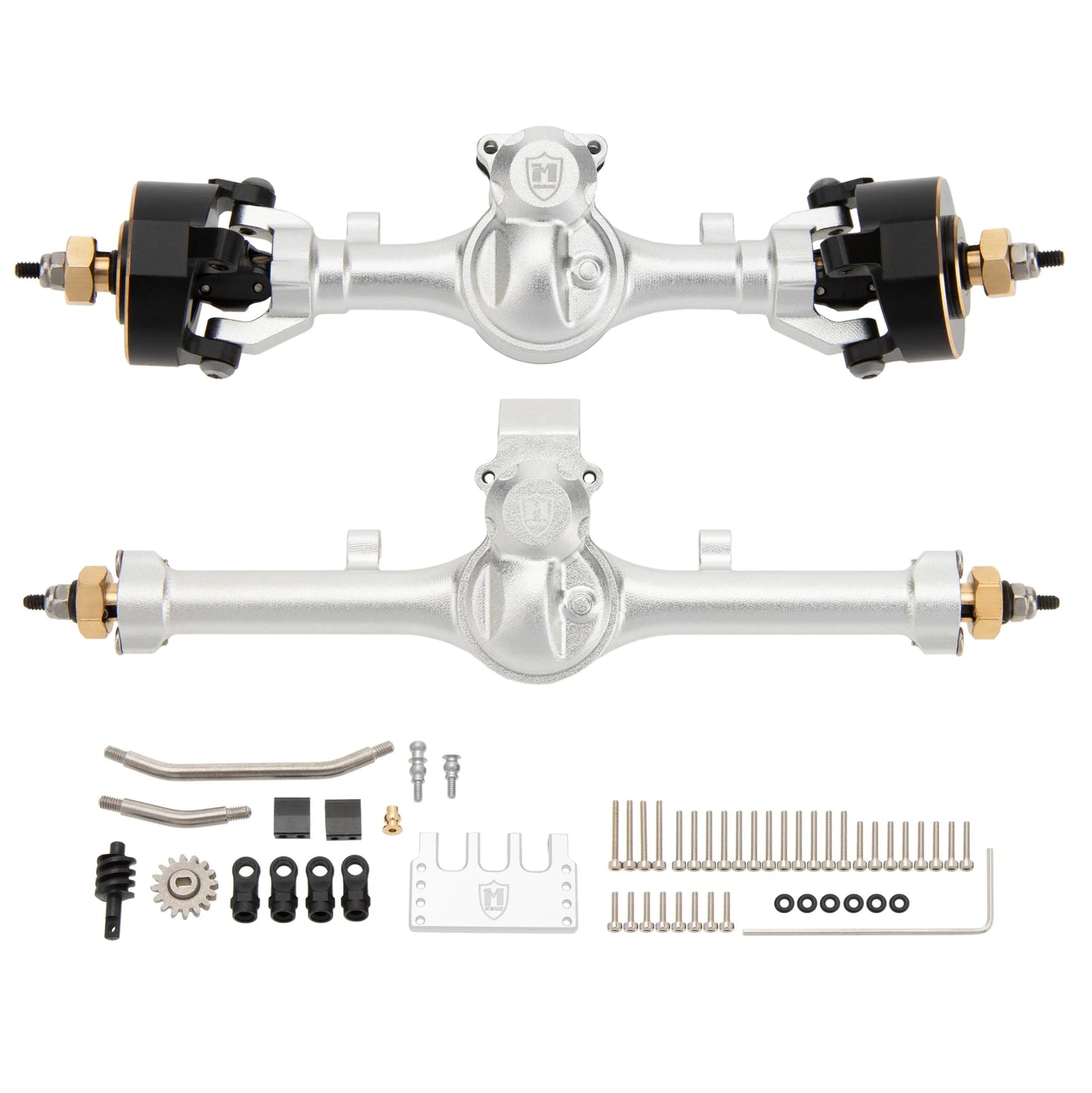 MEUS Racing SCX24 Metal V2 Isokinetic Front Rear Axles +5MM Isokinetic 3-Section CVD With 52° Steering Angle for 1/24 SCX24 (Silver)