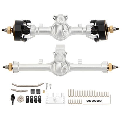 MEUS Racing SCX24 Metal V2 Isokinetic Front Rear Axles +5MM Isokinetic 3-Section CVD With 52° Steering Angle for 1/24 SCX24 (Silver)