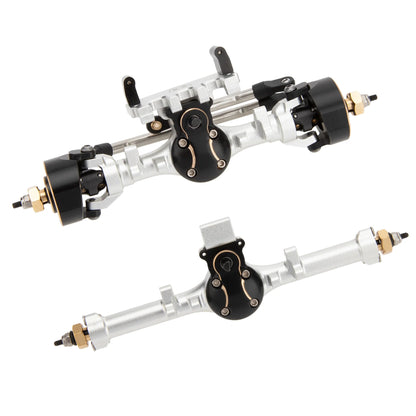 MEUS Racing SCX24 Metal V2 Isokinetic Front Rear Axles +5MM Isokinetic 3-Section CVD With 52° Steering Angle for 1/24 SCX24 (Silver)