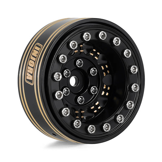 Injora 1.3” 81g/pcs Super Heavy Brass -5.25mm Offset Beadlock Wheels for 1/24 or 1/18 RC Crawler - YQW-1305BGD