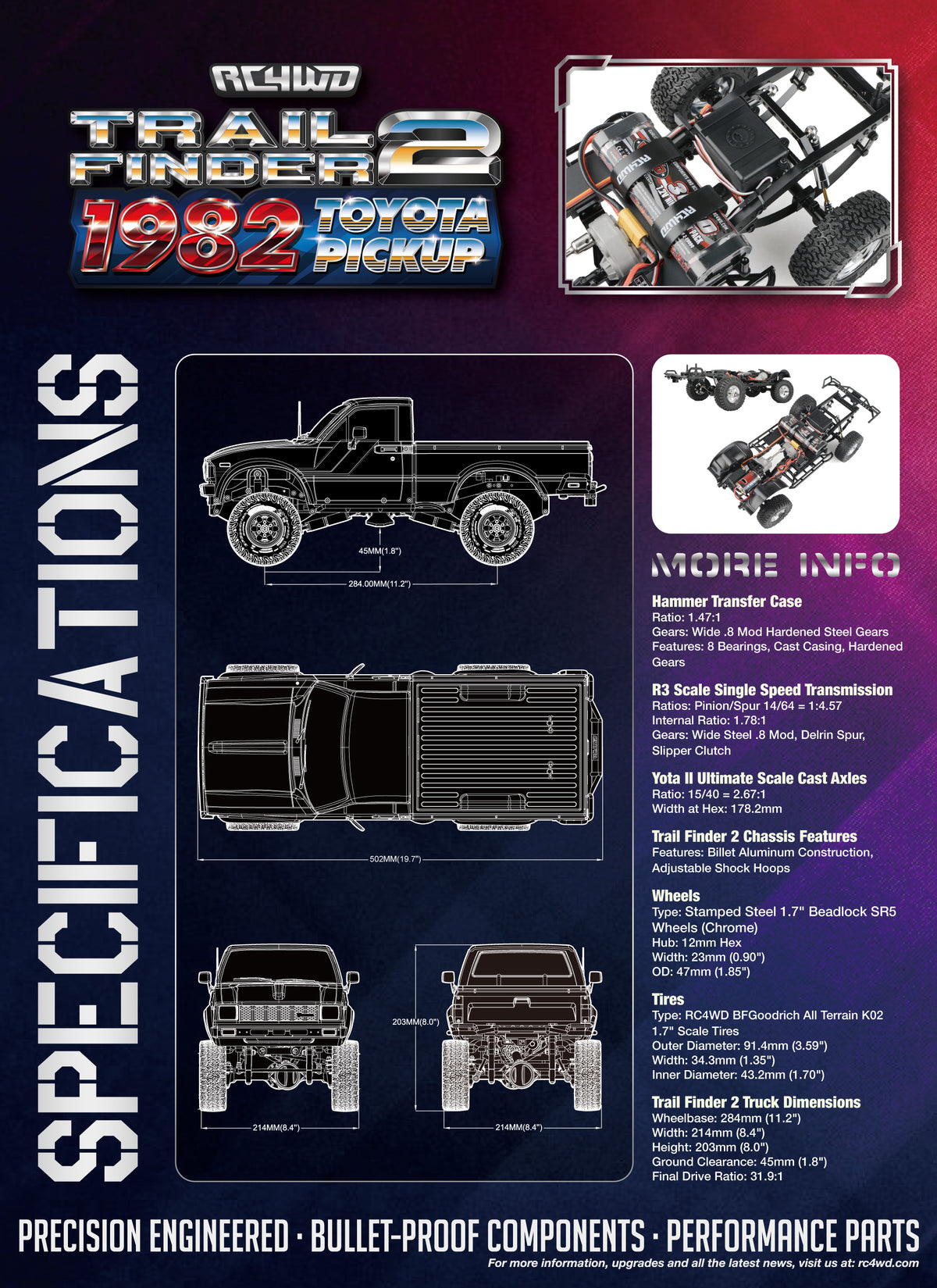RC4WD Trail Finder 2 RTR W/1982 Toyota Pickup Hard Body Set (Red) Z-RTR0070