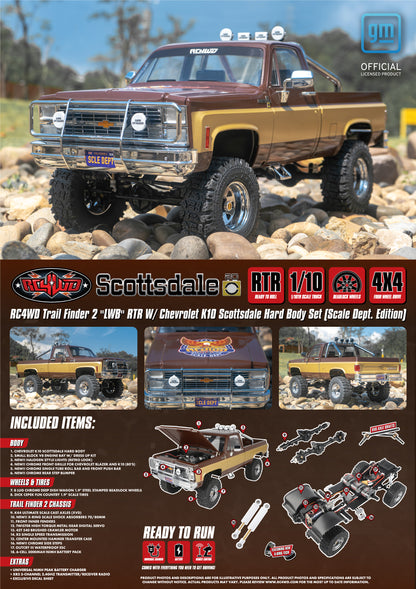 RC4WD Trail Finder 2 "LWB" 1/10 RTR 4WD Scale Truck w/Chevrolet K10 Scottsdale Hard Body (Scale Dept. Edition) w/2.4GHz Transmitter - ZRTR0071