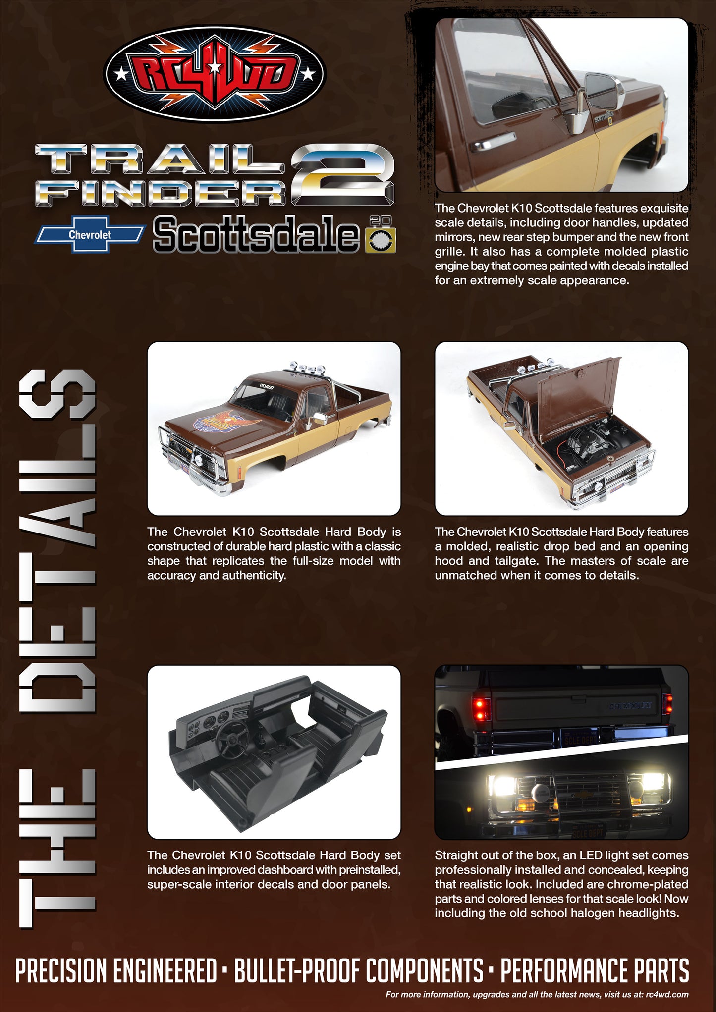 RC4WD Trail Finder 2 "LWB" 1/10 RTR 4WD Scale Truck w/Chevrolet K10 Scottsdale Hard Body (Scale Dept. Edition) w/2.4GHz Transmitter - ZRTR0071