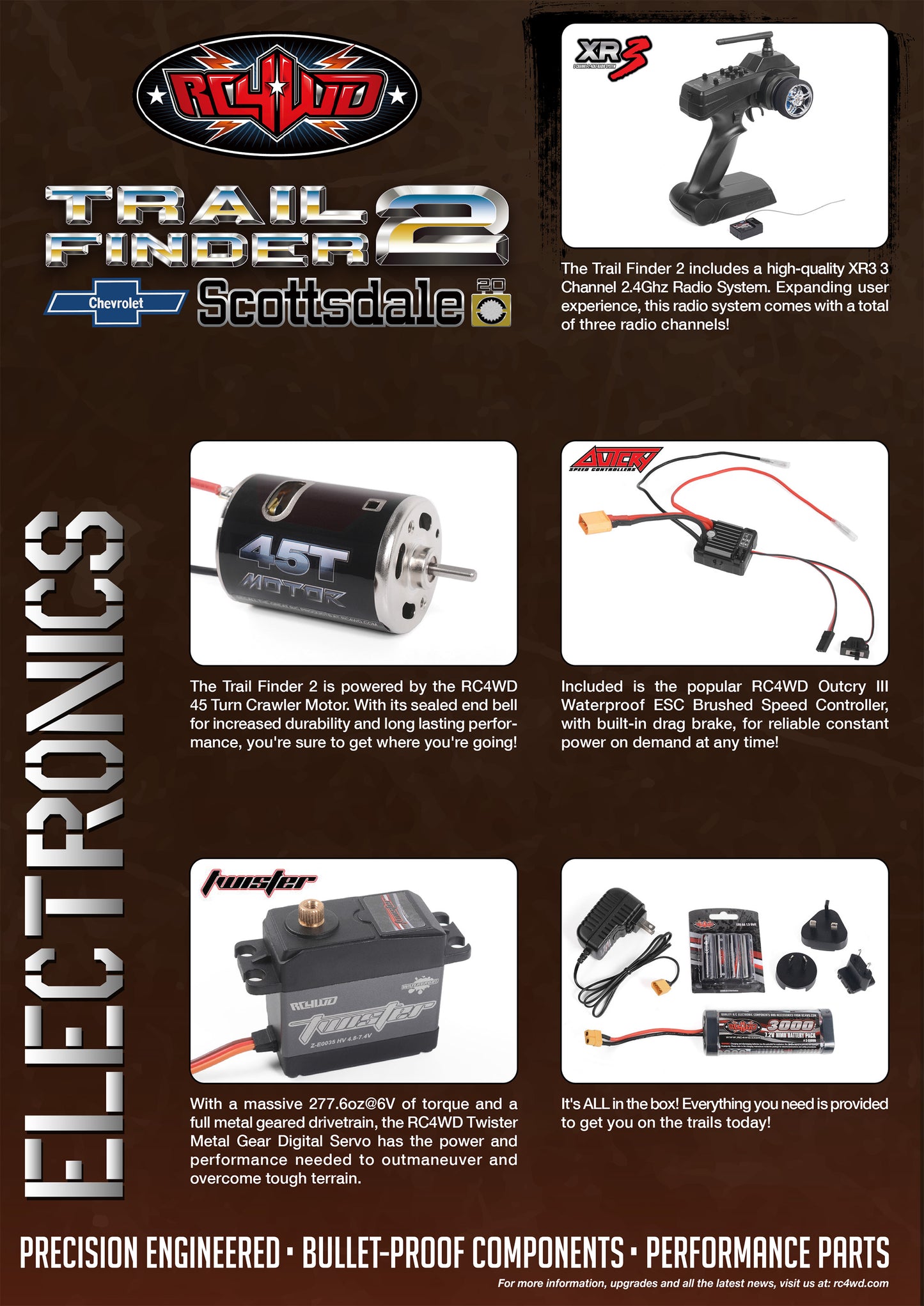 RC4WD Trail Finder 2 "LWB" 1/10 RTR 4WD Scale Truck w/Chevrolet K10 Scottsdale Hard Body (Scale Dept. Edition) w/2.4GHz Transmitter - ZRTR0071