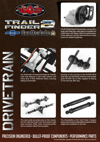 RC4WD Trail Finder 2 "LWB" 1/10 RTR 4WD Scale Truck w/Chevrolet K10 Scottsdale Hard Body (Scale Dept. Edition) w/2.4GHz Transmitter - ZRTR0071