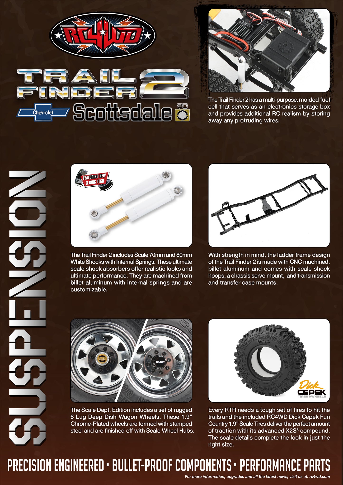 RC4WD Trail Finder 2 "LWB" 1/10 RTR 4WD Scale Truck w/Chevrolet K10 Scottsdale Hard Body (Scale Dept. Edition) w/2.4GHz Transmitter - ZRTR0071