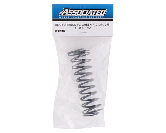 Team Associated RC8B Rear V2 Shock Spring Set (Green - 4.0lb/in) (2) - 81236