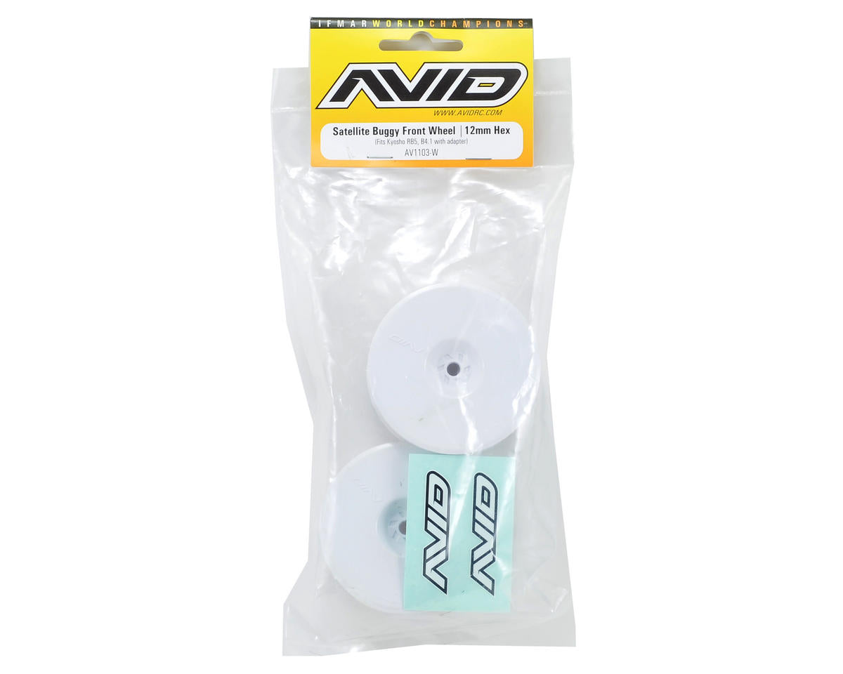 AV1103-W Avid RC 12mm Hex Satellite 2.2" Front Buggy Wheels (White) (2) (B6/RB6/YZ2)