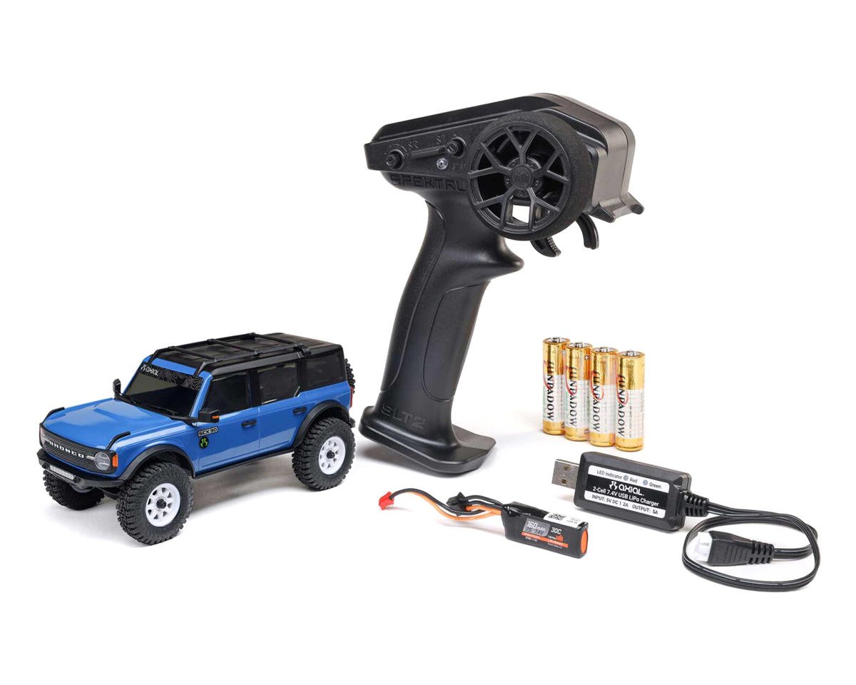 Axial SCX30 Ford Bronco 1/30 4WD RTR Scale Mini Crawler w/2.4GHz Radio, Battery & Charger (Blue) - AXI-2048T1