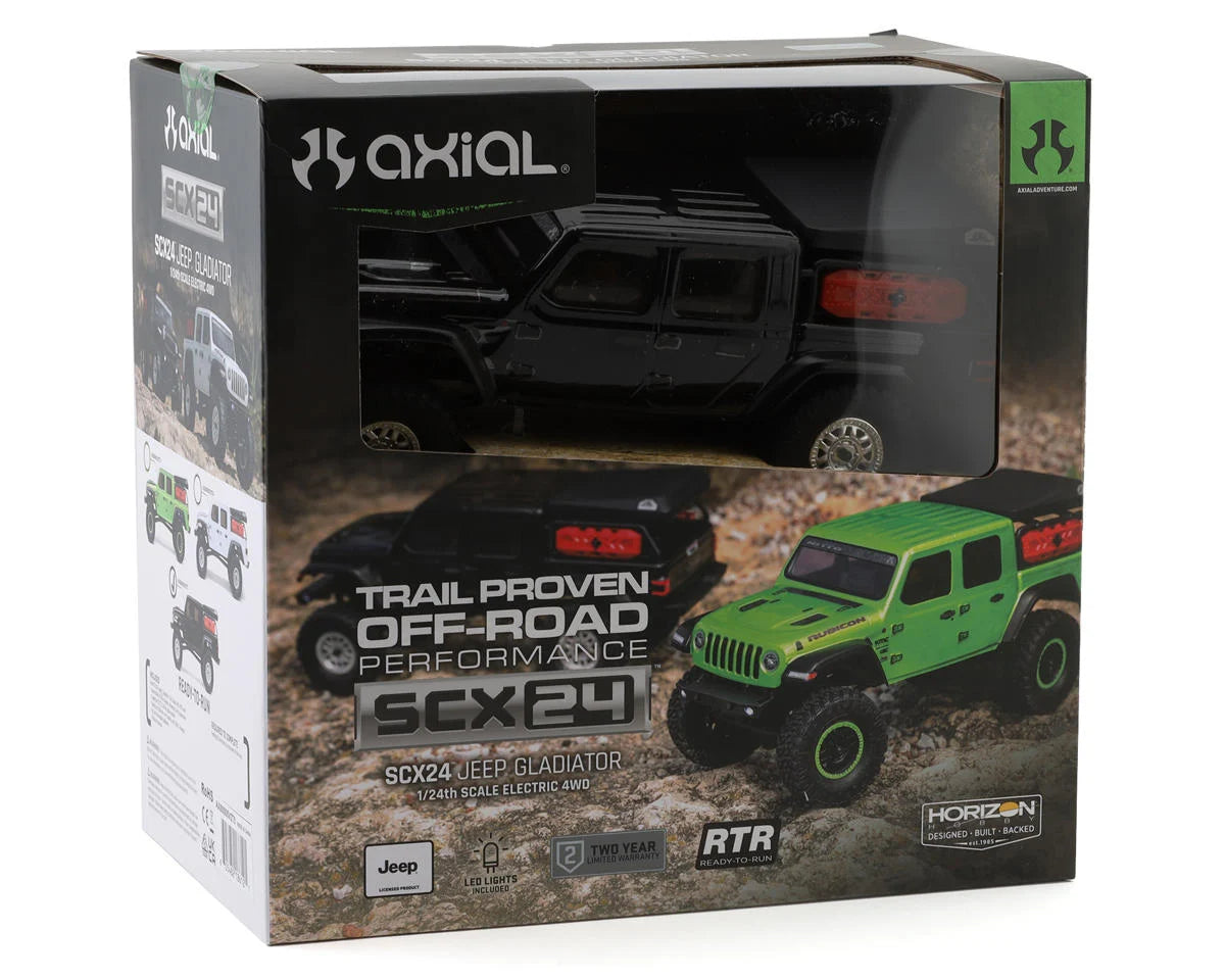 AXI00005V2T5 Axial 1/24 SCX24 Jeep JT Gladiator 4x4 RTR Brushed Rock Crawler Black, Battery & Charger Included