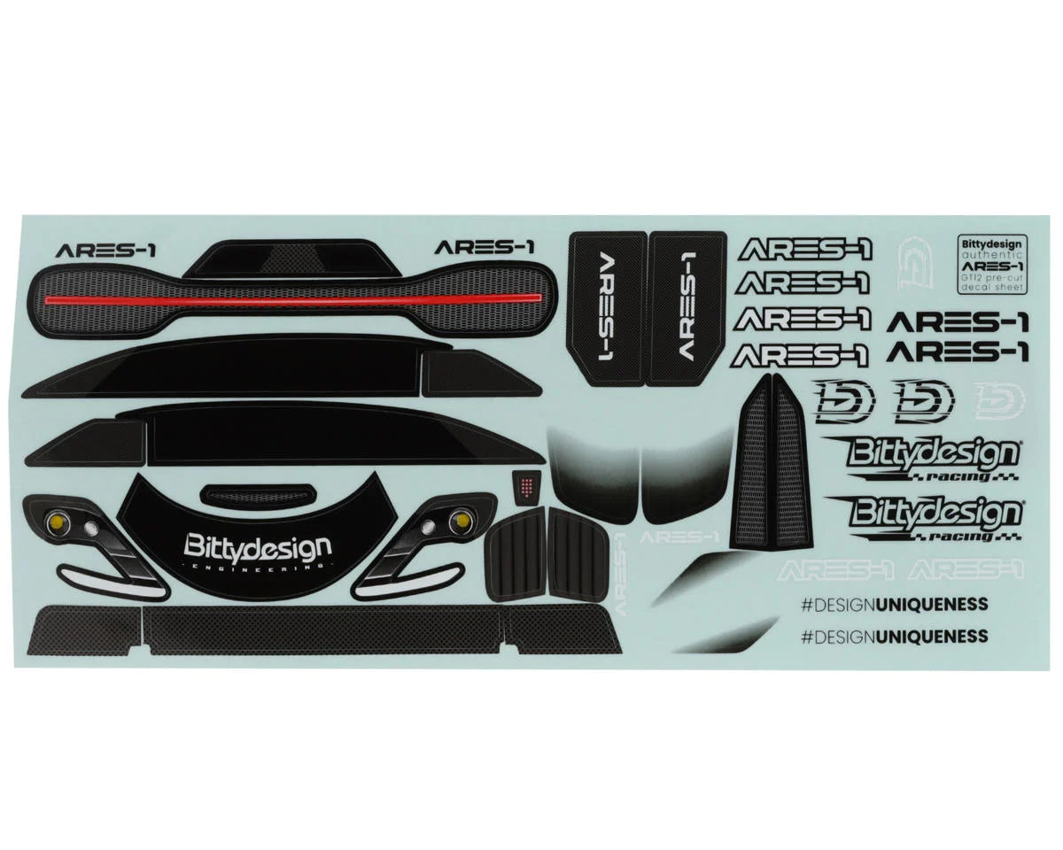 Bittydesign ARES-1 GT12 1/12 On-Road Body (Clear) - BDGT12-AS1