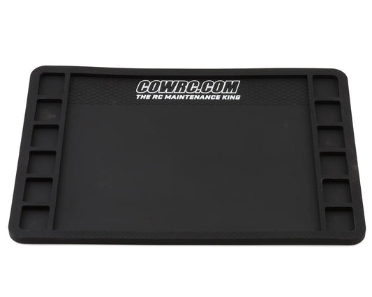 Cow RC Screw Catcher Carbon Series Rubber Pit Mat (12"x16") - CPP-R14016397